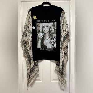 Handmade Stevie Nicks Tee with Patterned Draped Kimono